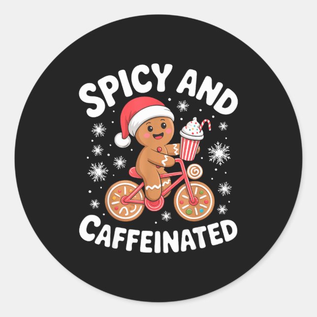 Adesivo Redondo Scy And Caffeinated Gingerbread Funny Coffee Chris (Frente)