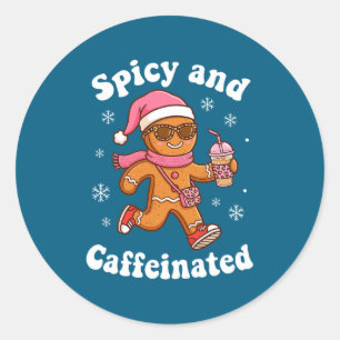 Adesivo Redondo Scy E Café De Gengibre Caffeinado Natal Para Wo