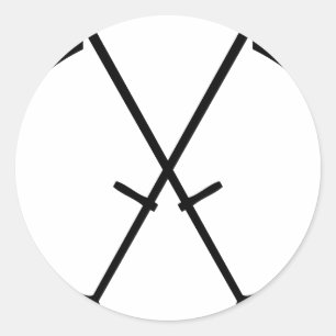 Adesivo Redondo scythe preto ícone cruzado