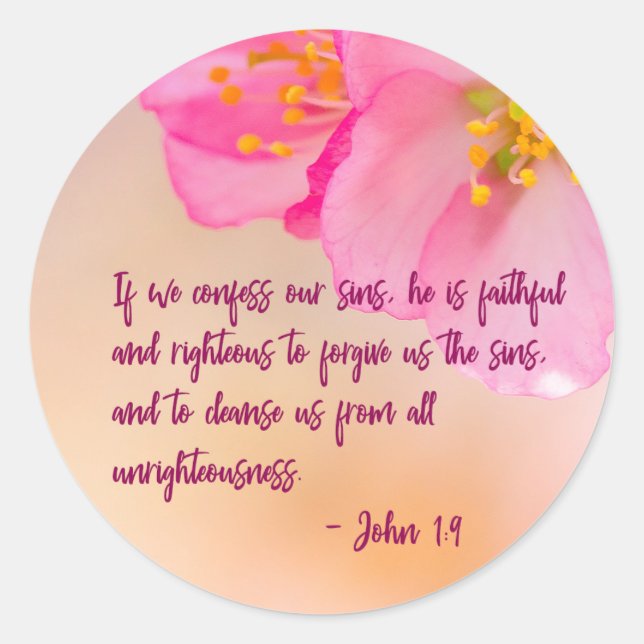 Adesivo Redondo Se Confessarmos A Inspiração Floral Cristã (Frente)