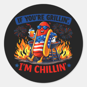 Adesivo Redondo Se grelhando chillin churrasco cachorro quente hum
