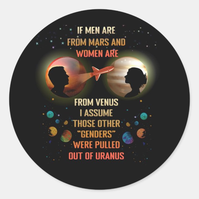 Adesivo Redondo Se Os Homens São De Marte E As Mulheres São De Vên (Frente)
