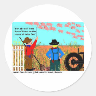 Adesivo Redondo Se Os Porcos Voarem Engraçados, Presentes E Coleçõ