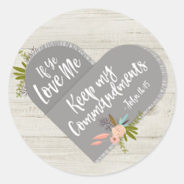 Adesivo Redondo Se Ye Me Ame Bíblia Verse John 14:15 | Vinheta