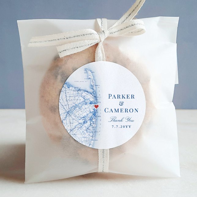 Adesivo Redondo Sea Bright New Jersey - Favor do Casamento do Mapa (These Sea Bright New Jersey thank you stickers are perfect for wedding favor labels)
