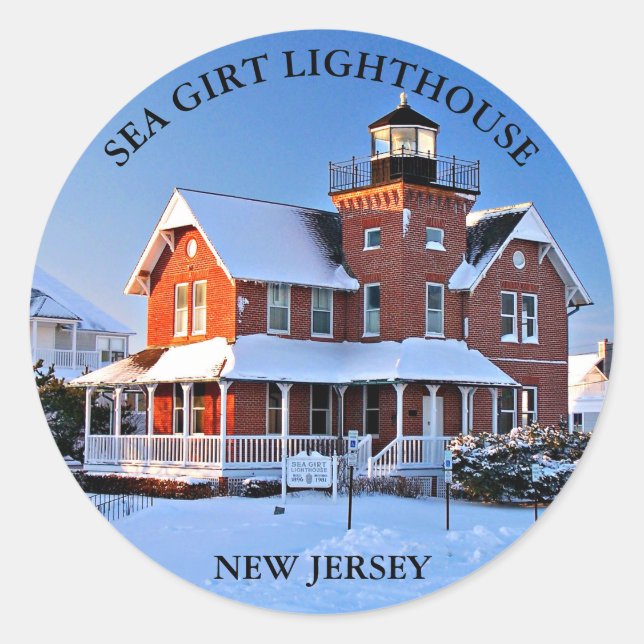 Adesivo Redondo Sea Girt Lighthouse, New Jersey Round Stickers (Frente)
