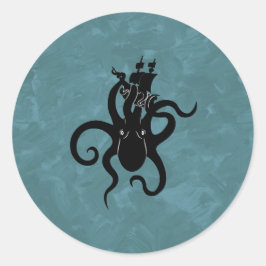 Adesivo Redondo Sea Monster Blue e Black Kraken