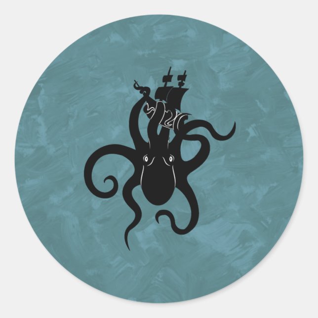 Adesivo Redondo Sea Monster Blue e Black Kraken (Frente)