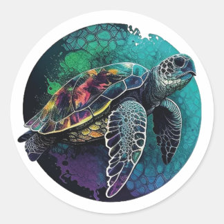 Adesivo Redondo Sea Turtle Beach Lover Ocean Animal Graphic 