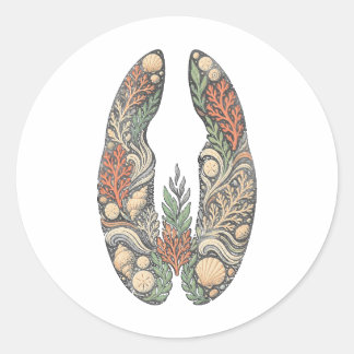Adesivo Redondo Sea Turtle Botanical Track Nature Sticker
