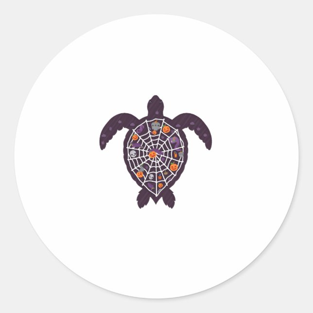 Adesivo Redondo Sea Turtle Halloween Spider-web Pumpkin Hall (Frente)