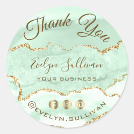 Adesivo Redondo Seafoam Green Agate Obrigado