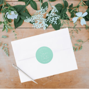 Adesivo Redondo Seafoam Stylized Wedding Salvar Data
