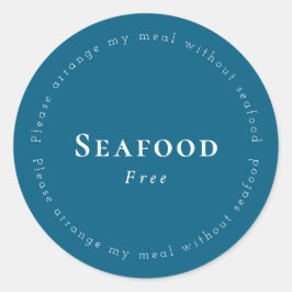 Adesivo Redondo Seafood-Free Request Sticker, Navy - White