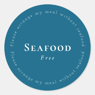 Adesivo Redondo Seafood-Free Request Sticker, Navy - White
