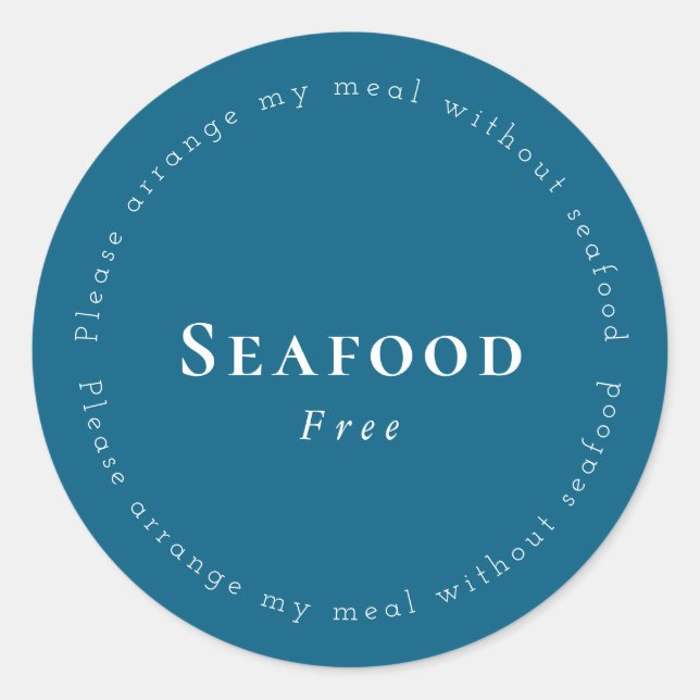Adesivo Redondo Seafood-Free Request Sticker, Navy - White (Frente)