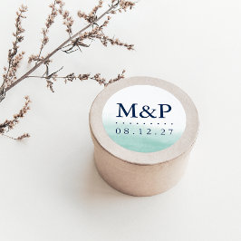 Adesivo Redondo Seaglass Tides Wedding Monograma