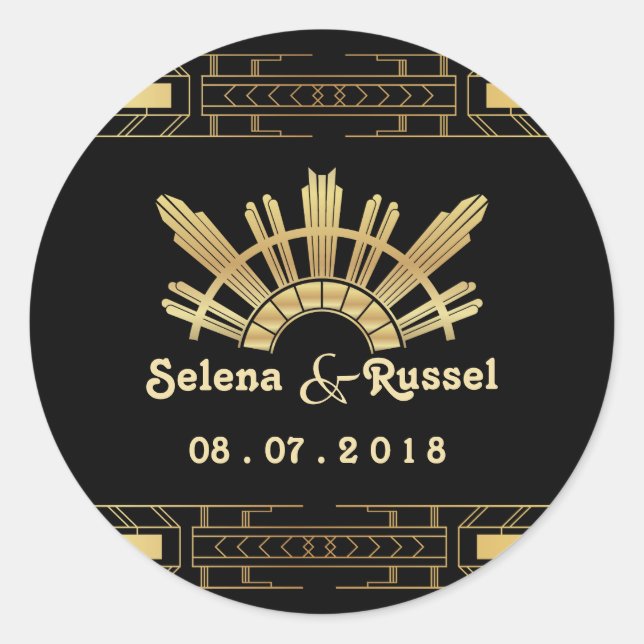 Adesivo Redondo Seal de Casamento Deco de Beleza Clássica (Frente)