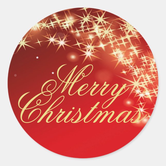 Adesivo Redondo Seal de Envelope de Natal Feliz e Dourado Estrela (Frente)