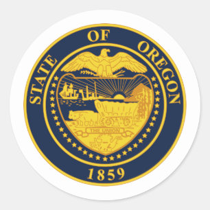 Adesivo Redondo Seal de Orégonês, Selo de Oregon Sticker