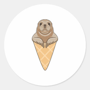 Adesivo Redondo Seal with Ice cream cone
