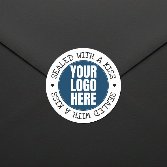 Adesivo Redondo Sealed with a Kiss Business Logo Photo (Criador carregado)