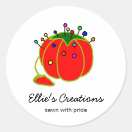 Adesivo Redondo Seamstress Red Pin Cushion Seamstress