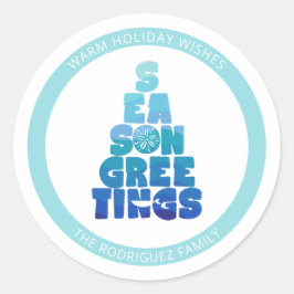 Adesivo Redondo Seas De Praia E Saudações