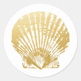 Adesivo Redondo Seashell Beach Weding Favor & Invitation Stickers