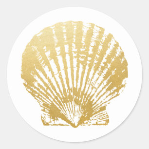 Adesivo Redondo Seashell Beach Weding Favor & Invitation Stickers