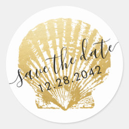 Adesivo Redondo Seashell Beach Weding Favor & Invitation Stickers