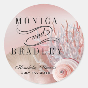 Adesivo Redondo Seashell Dreams Beach Wedding rosa