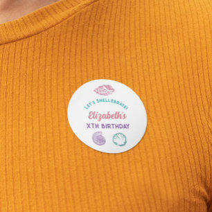 Adesivo Redondo Seashell Girls Birthday