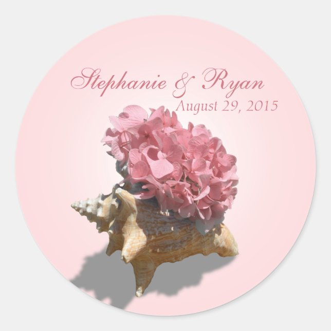 Adesivo Redondo Seashore Hydrangea rosa (Frente)
