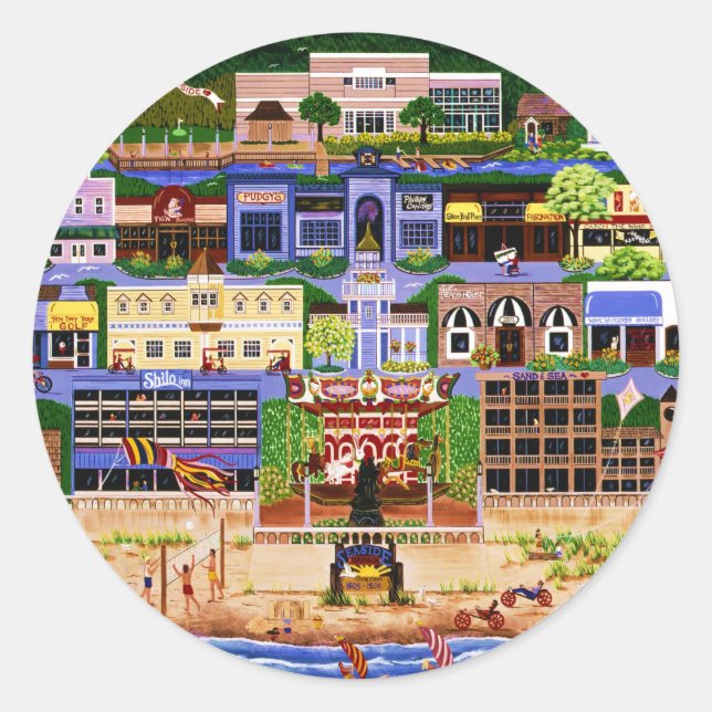 Adesivo Redondo Seaside Oregon (Frente)