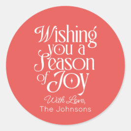Adesivo Redondo Season of Joy Holiday Sticker Personalized