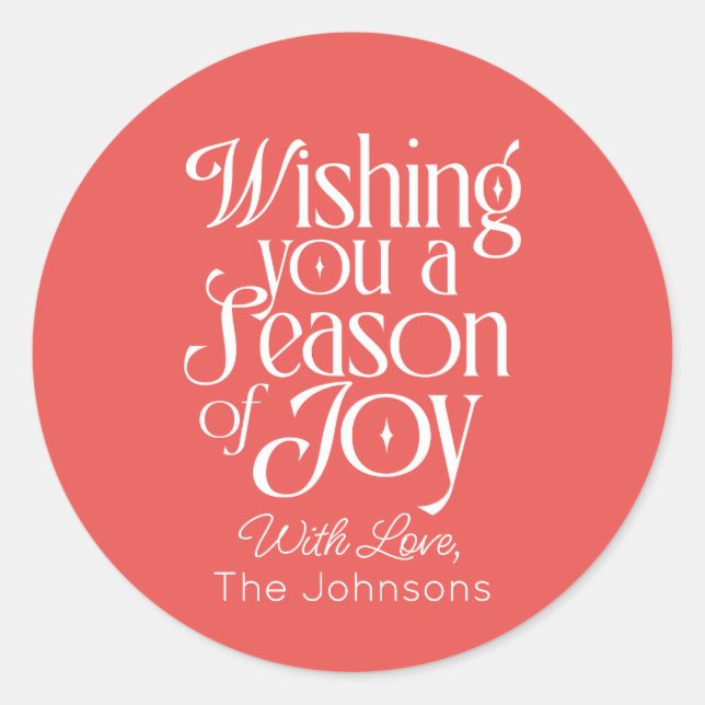 Adesivo Redondo Season of Joy Holiday Sticker Personalized (Frente)
