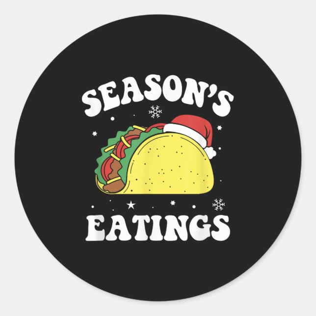 Adesivo Redondo Season's Eatings Funny Christmas Taco Lover  (Frente)