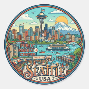 Adesivo Redondo Seattle EUA