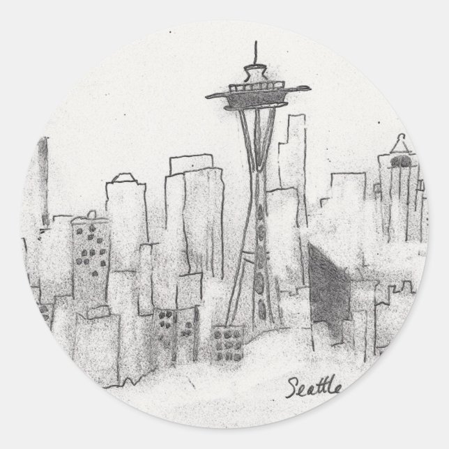 Adesivo Redondo Seattle Sketch (Frente)