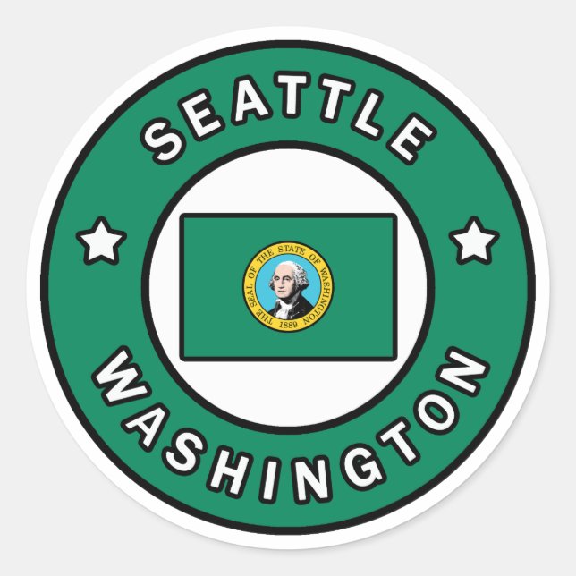 Adesivo Redondo Seattle Washington (Frente)