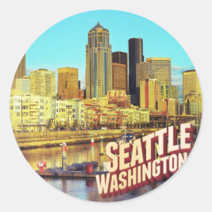 Adesivo Redondo Seattle Washington