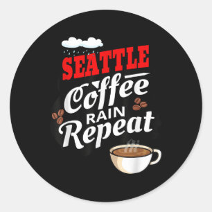 Adesivo Redondo Seattle Washington Estado Café Drinker Chuva