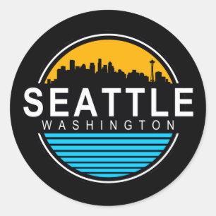 Adesivo Redondo Seattle Washington Skyline Viagem Square Sticker