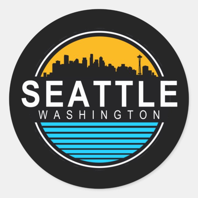 Adesivo Redondo Seattle Washington Skyline Viagem Square Sticker (Frente)