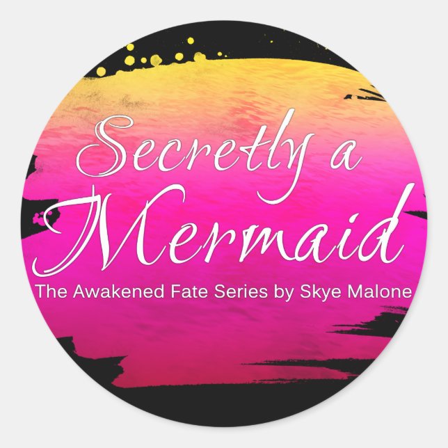Adesivo Redondo Secretamente uma Sereia - Sticker - Preto e Rosa (Frente)