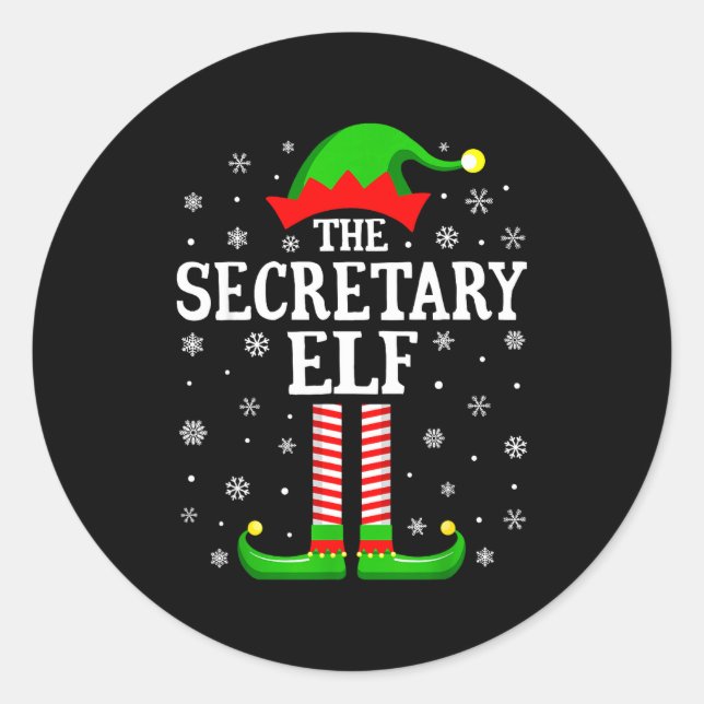 Adesivo Redondo Secretary Elf Funny Christmas Family Matching  (Frente)