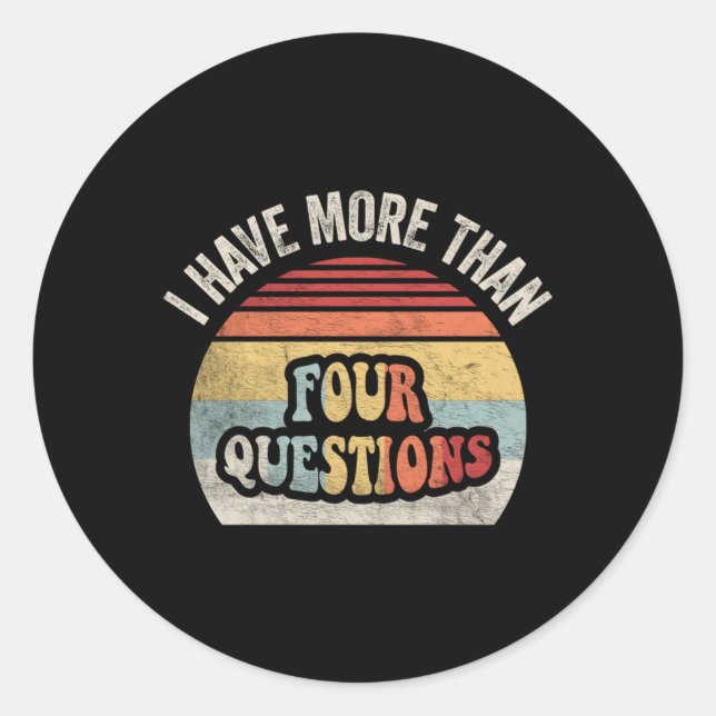 Adesivo Redondo Seder De Passover Tenho Mais De Quatro Perguntas (Frente)