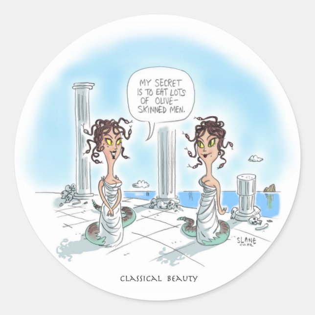 Adesivo Redondo Segredos de Beleza dos Medusa (Frente)