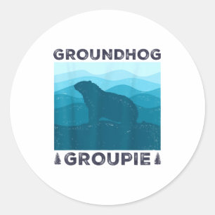 Adesivo Redondo Seguidor do Groundhog Retro Vintage 60s 70s 80s Ho